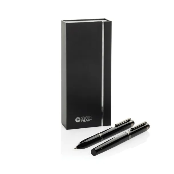  Swiss peak OSLO recycled stainless steel deluxe pen set Black