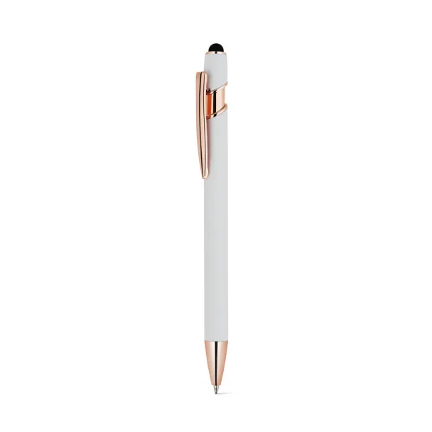 NEIL ROSE Ballpoint pen made from recycled aluminium (100% rAL), with a matt finish and blue ink White