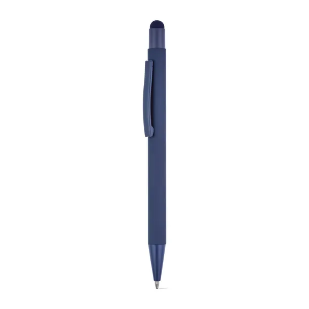 CLINT TOUCH Ballpoint pen with a modern design made from recycled aluminum (100% rAL), with a rubber finish Blue