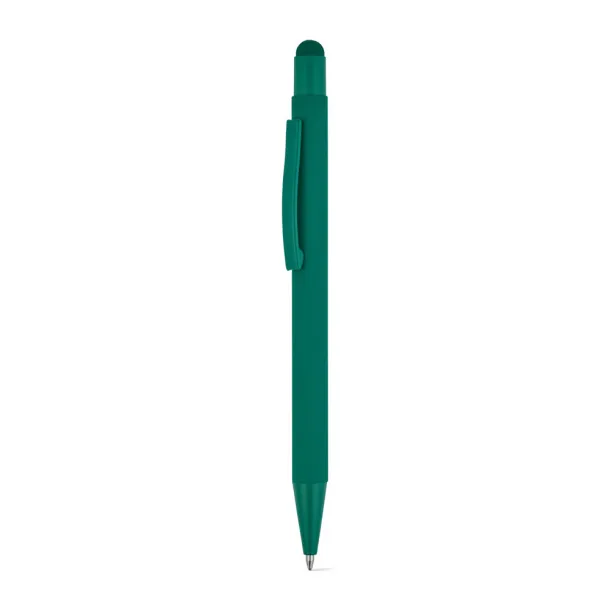 CLINT TOUCH Ballpoint pen with a modern design made from recycled aluminum (100% rAL), with a rubber finish Dark green