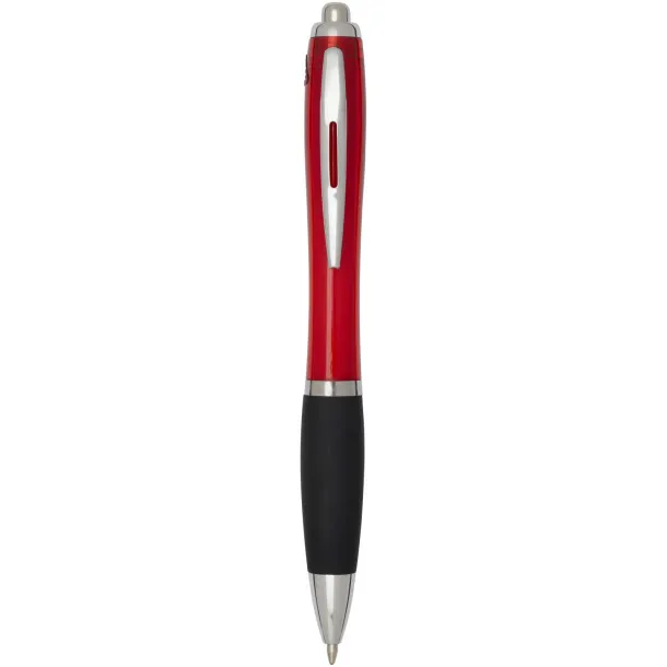Nash RCS recycled plastic ballpoint pen with coloured barrel and black grip (black ink) Red