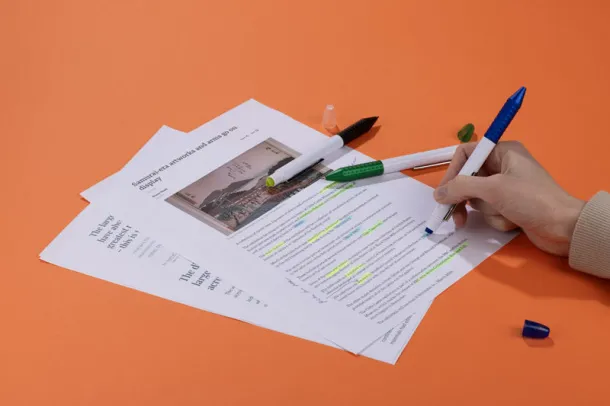 FLUO Ballpoint pen with highlighter FLUO Crna