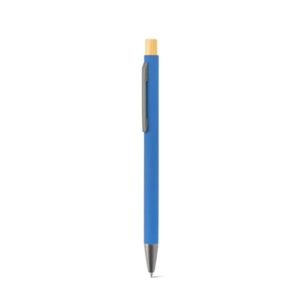 ZYLEN Ballpoint pen in recycled aluminum (100% rAL), with rubber finish Blue