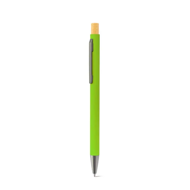 ZYLEN Ballpoint pen in recycled aluminum (100% rAL), with rubber finish Light green