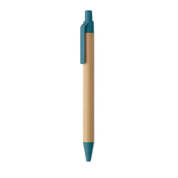 ITEA COLOUR Push button ball pen in bamboo Blue