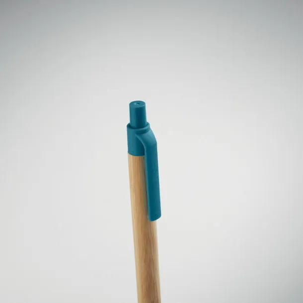 ITEA COLOUR Push button ball pen in bamboo Blue