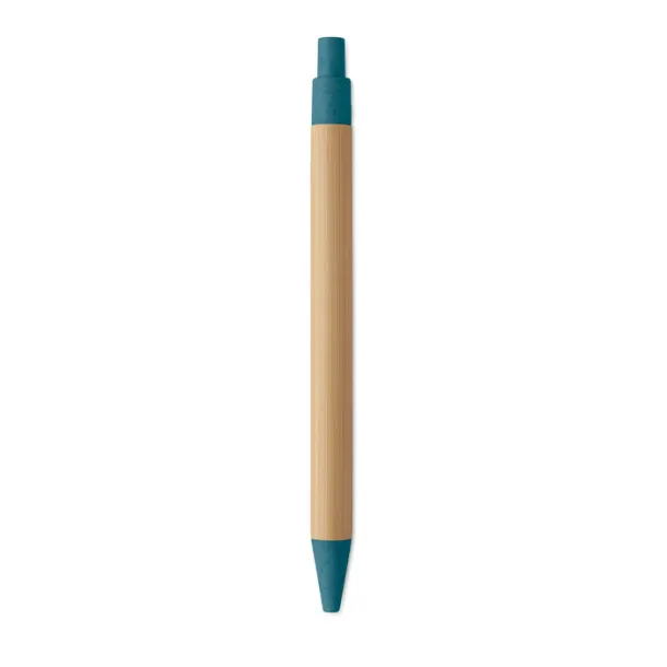 ITEA COLOUR Push button ball pen in bamboo Blue