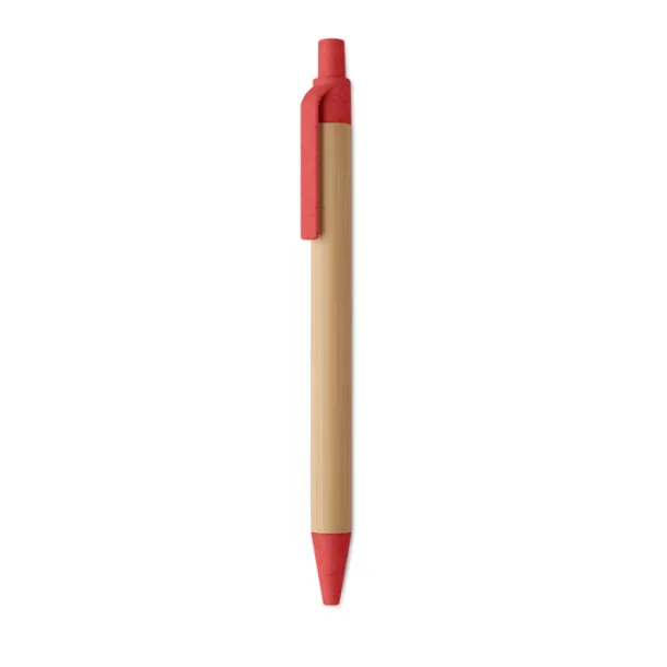 ITEA COLOUR Push button ball pen in bamboo Red