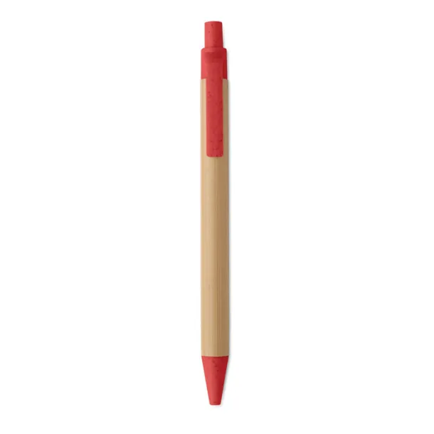 ITEA COLOUR Push button ball pen in bamboo Red