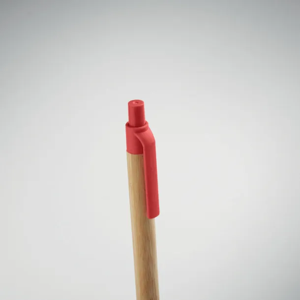ITEA COLOUR Push button ball pen in bamboo Red