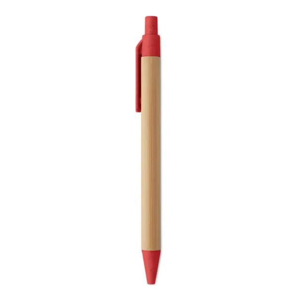 ITEA COLOUR Push button ball pen in bamboo Red