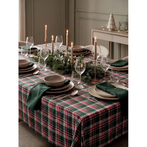 SANTABLE Chequer cotton tablecloth set Multicolour