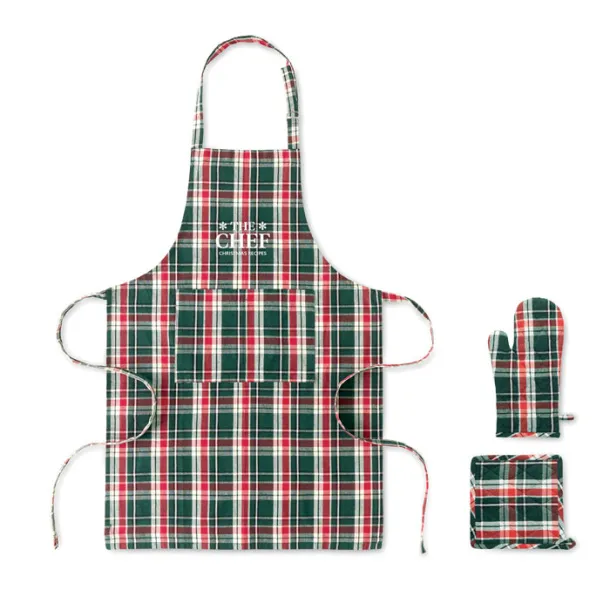 SANTAPRON Chequered cotton kitchen set Multicolour
