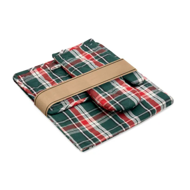 SANTAPRON Chequered cotton kitchen set Multicolour