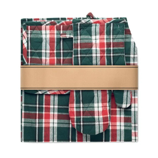 SANTAPRON Chequered cotton kitchen set Multicolour