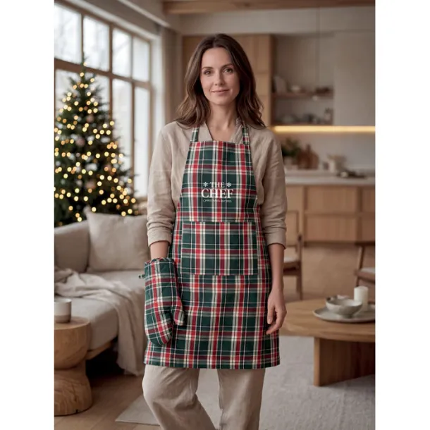 SANTAPRON Chequered cotton kitchen set Multicolour
