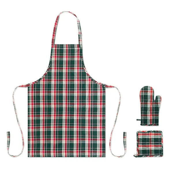 SANTAPRON Chequered cotton kitchen set Multicolour