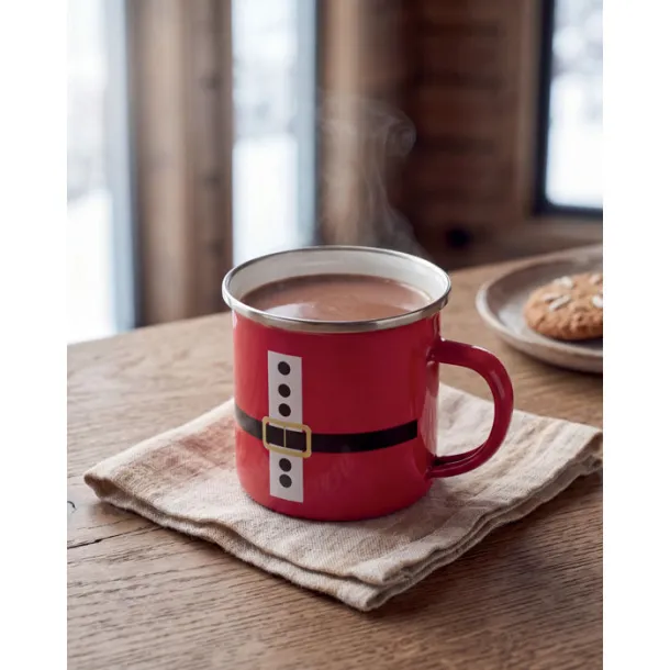 SANTAMEL Santa enamel vintage mug 300ml Red