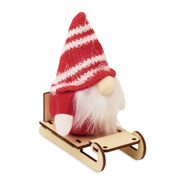 FROSTY SLEIGH gnom na drvenim saonicama Crvena