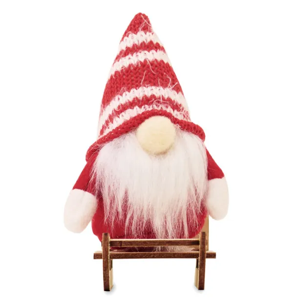FROSTY SLEIGH gnom na drvenim saonicama Crvena