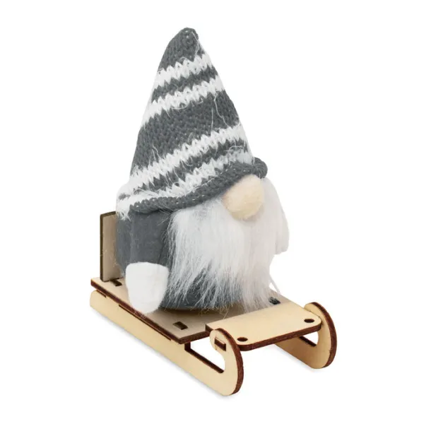 FROSTY SLEIGH gnom na drvenim saonicama Siva
