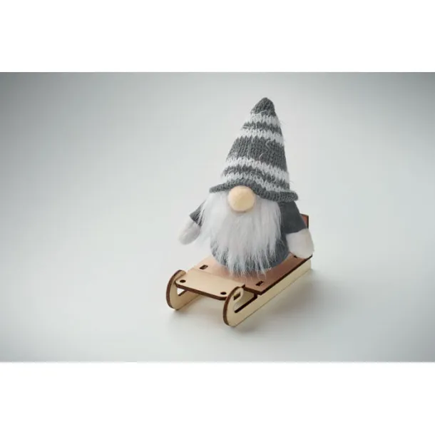 FROSTY SLEIGH gnom na drvenim saonicama Siva