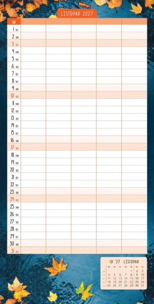  "OBITELJSKI PLANER 2027" 13 list., dim: 30,5x67cm,  PVC vrećica, P/50, color kalendar Color