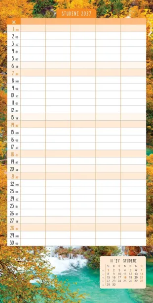  "OBITELJSKI PLANER 2027" 13 list., dim: 30,5x67cm,  PVC vrećica, P/50, color kalendar Color