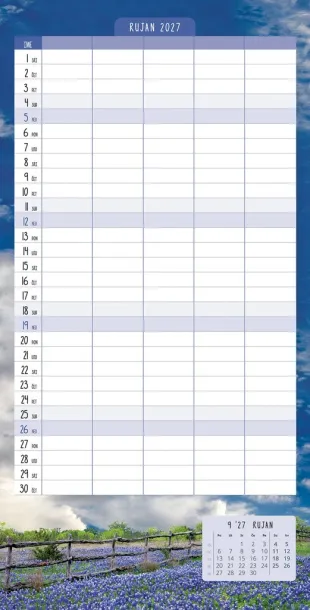  "OBITELJSKI PLANER 2027" 13 list., dim: 30,5x67cm,  PVC vrećica, P/50, color kalendar Color