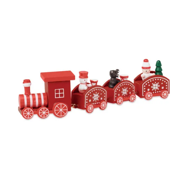 JUNA Wooden Christmas train Red