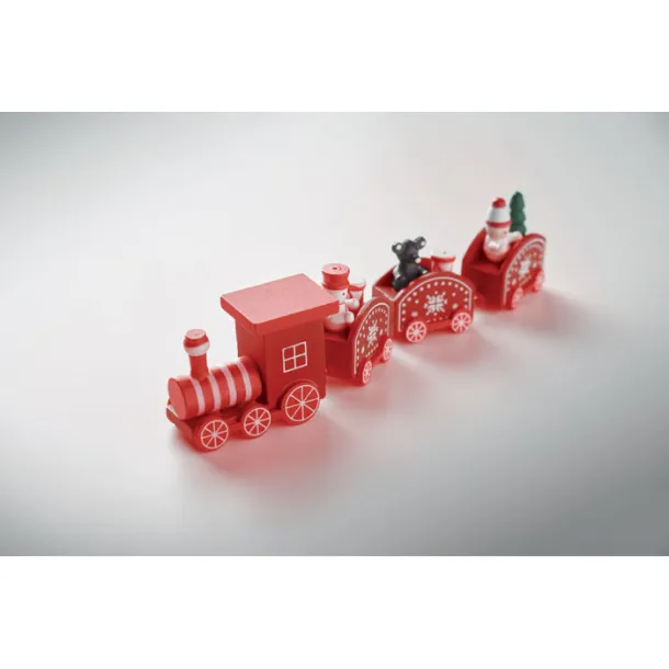 JUNA Wooden Christmas train Red