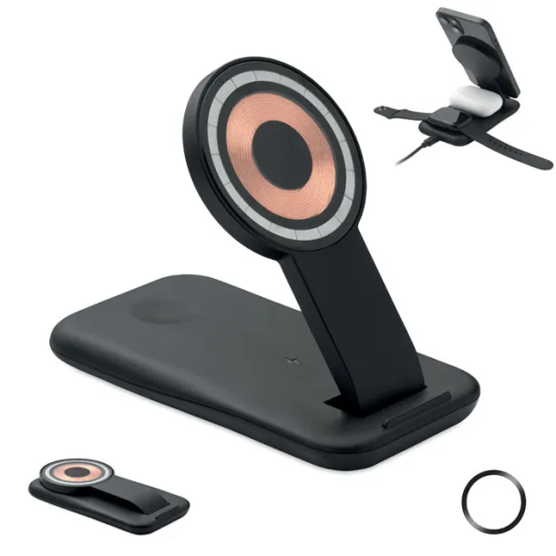 PENDOLESS 3u1 bežični punjač 15W Crna
