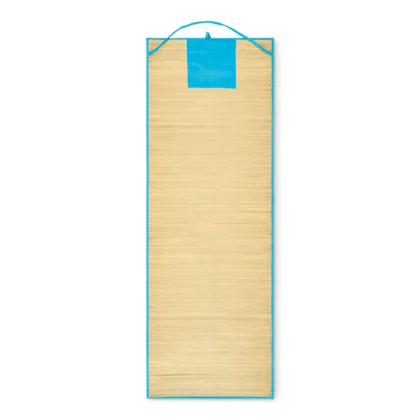 RAFIA Natural straw beach mat Turquoise