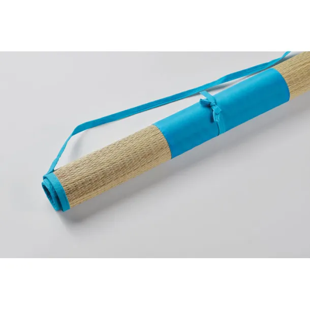 RAFIA Natural straw beach mat Turquoise