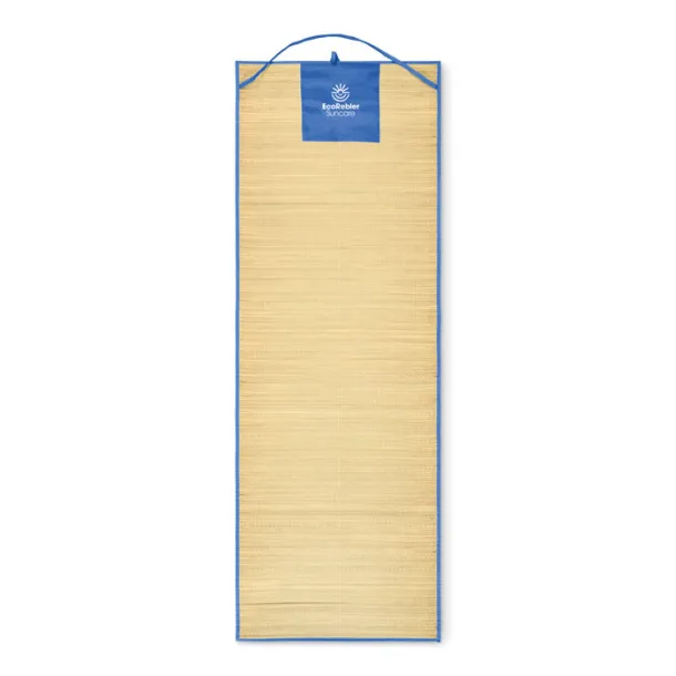 RAFIA Natural straw beach mat Royal blue