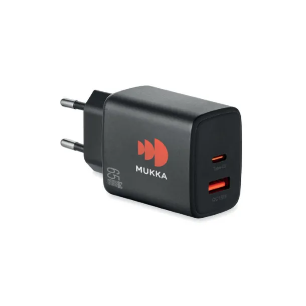 EXTEN EU dvopolni zidni adapter/punjač Crna