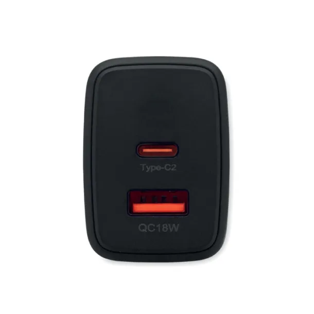 EXTEN EU dvopolni zidni adapter/punjač Crna