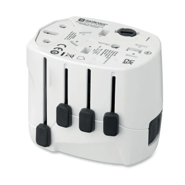 PRO 3-POLE SKROSS® PRO tropolni putni adapter Bijela