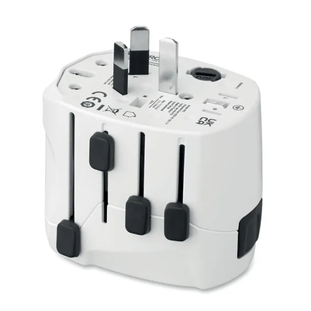 PRO 3-POLE SKROSS® PRO tropolni putni adapter Bijela
