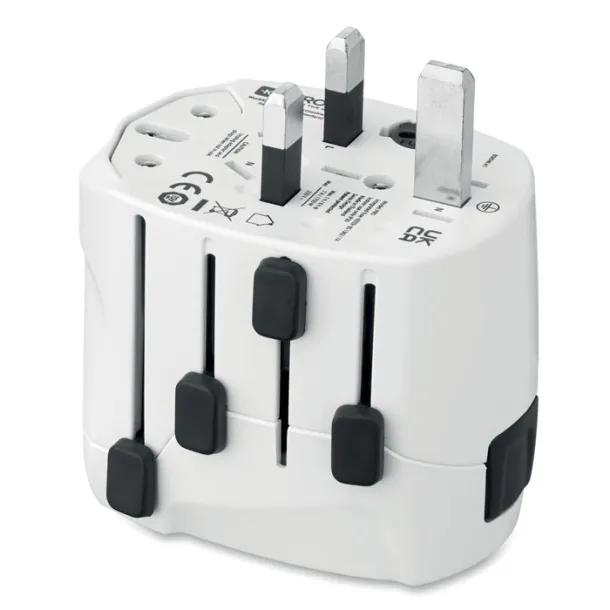 PRO 3-POLE SKROSS® PRO tropolni putni adapter Bijela