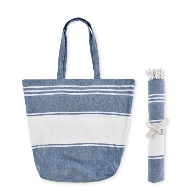 HUMMUM Beach bag with hammam towel Blue