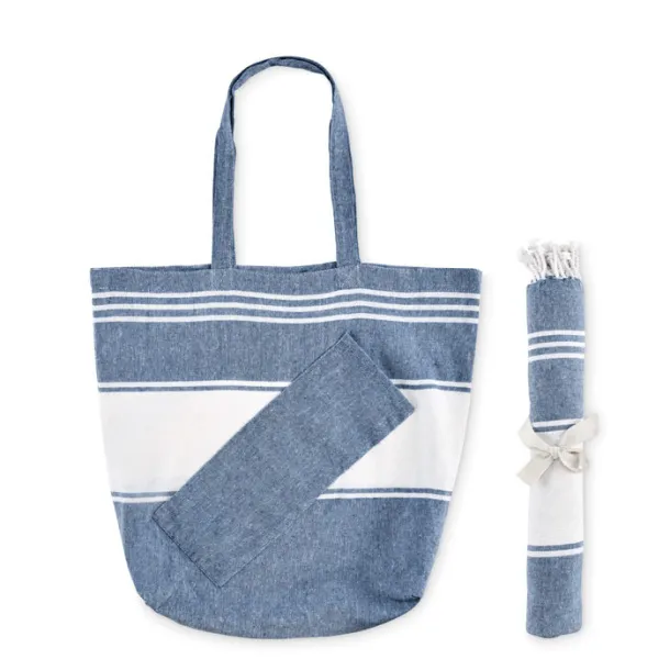 HUMMUM Beach bag with hammam towel Blue