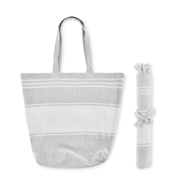 HUMMUM torba za plažu s hammam ručnikom, 180 g/m² Siva