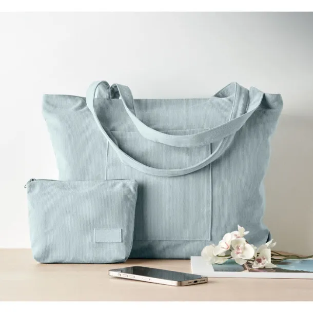CORDY G Corduroy large shopping bag Baby Blue