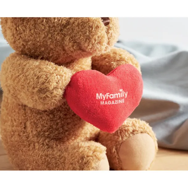 SNUGGLE plišani medvjedić sa srcem, 23 cm Crvena