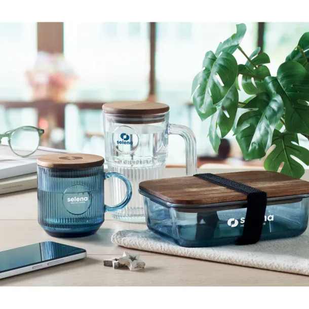 VITRIO MUG rebrasta staklena šalica 300 ml Transparent Blue