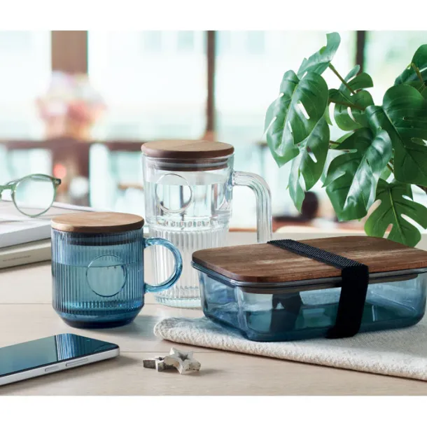 VITRIO MUG Ribbed glass mug 300ml Transparent Blue