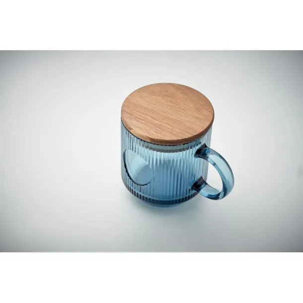 VITRIO MUG Ribbed glass mug 300ml Transparent Blue