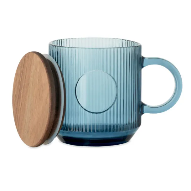 VITRIO MUG Ribbed glass mug 300ml Transparent Blue