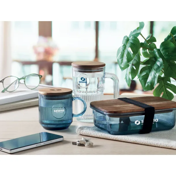 VITRIO MUG rebrasta staklena šalica 300 ml Transparent Blue